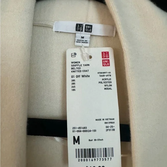 Brand New Womens Uniqlo Soufflé Yarn Belted Knitted Coat - Picture 2 of 4